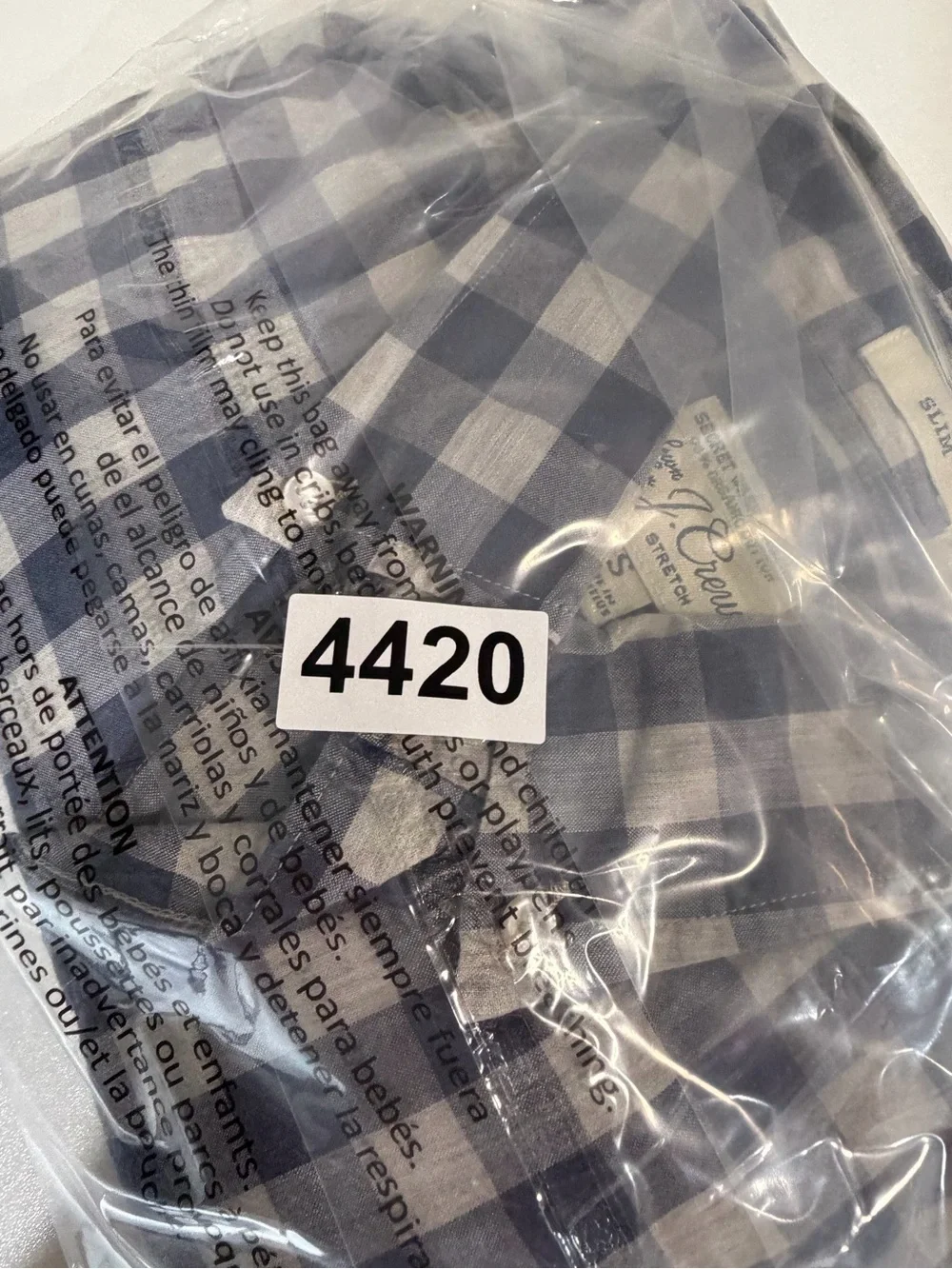 J. Crew Small Slim Fit Navy and White Gingham Button-Down Oxford Shirt